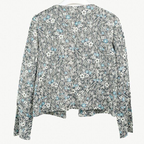 Chloe Blue and Gold Floral Brocade Boxy Cropped Jacket - Picture 2 of 7